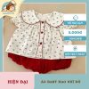 Áo Bé Gái Hoa Nhí Đỏ Cổ Sen Tay Bồng Masha 2
